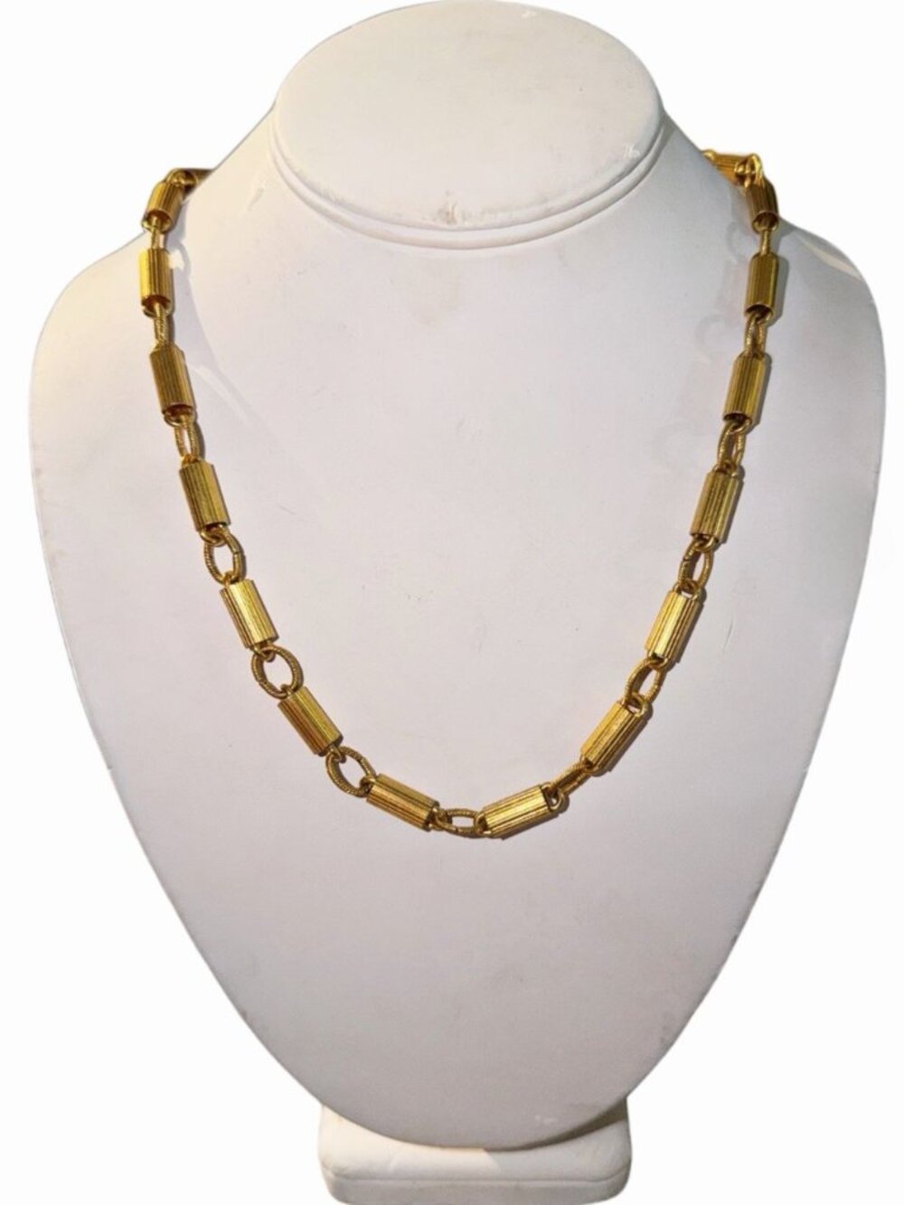 Vintage Gold-tone Bar Link Style Tassel Necklace Unsigned